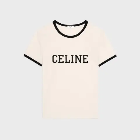 Celine Regular T-Shirt In Cotton Jersey Washed White
