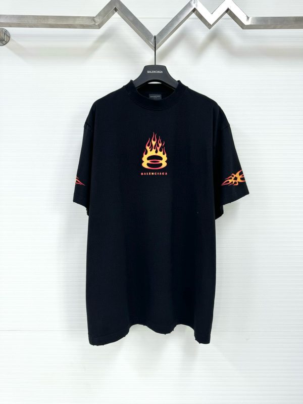 Balenciaga Fire Logo T-Shirt Black