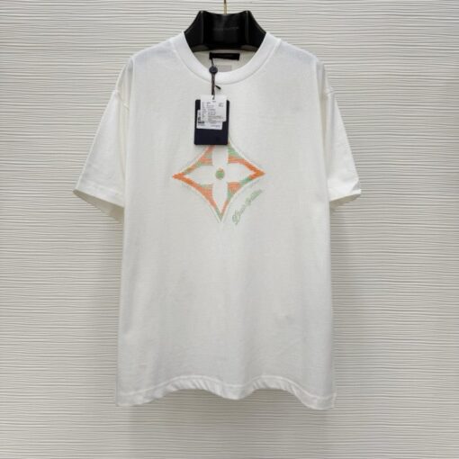 LV Monogram Flower 3D Gradient Print T-Shirt White