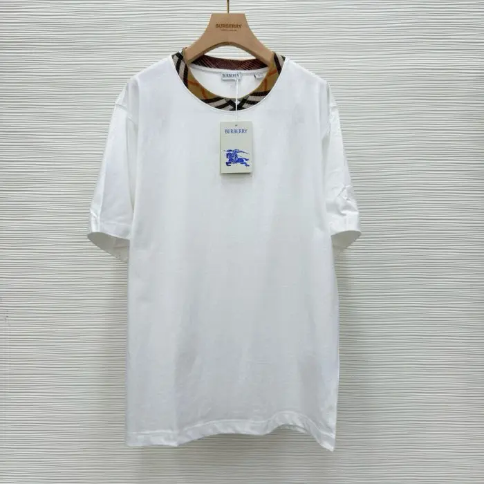 Check Trim Cotton T-shirt White