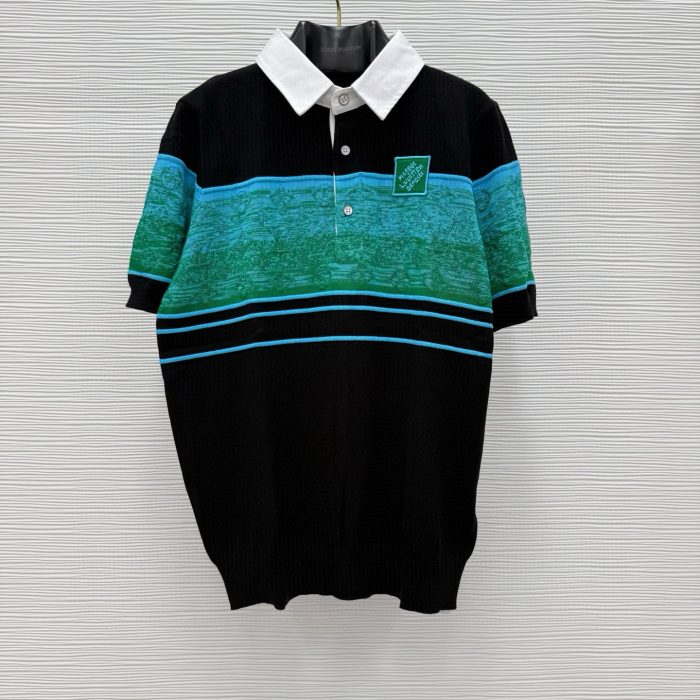 LV Iridescent Jacquard Short-Sleeved Polo T-Shirt Multicolor