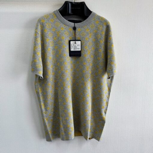 LV Designer Monogram T-Shirt Grey & Yellow