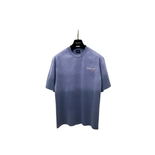 Balenciaga Short Sleeve T Shirt Faded Blue And Gray