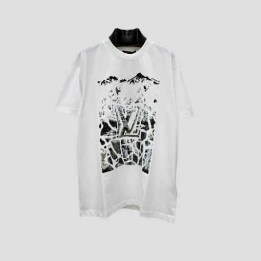 LV Velvet Jacquard Short-Sleeved T-Shirt In Organic Cotton With An LV Mountain Motif
