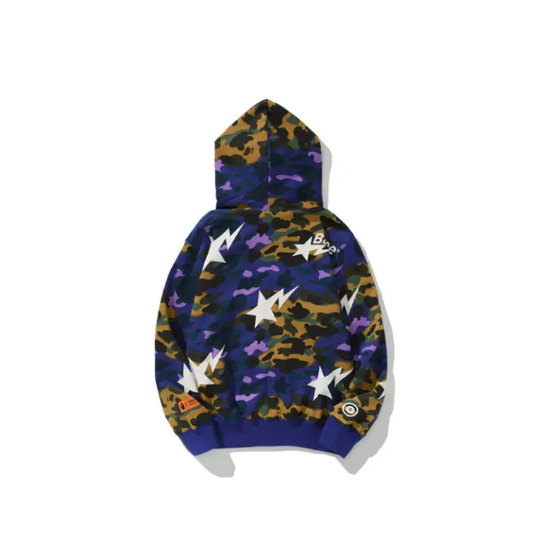 BAPE Shark Head Camouflage Full Zip Hoodie Blue With Monogram - Imagen 2