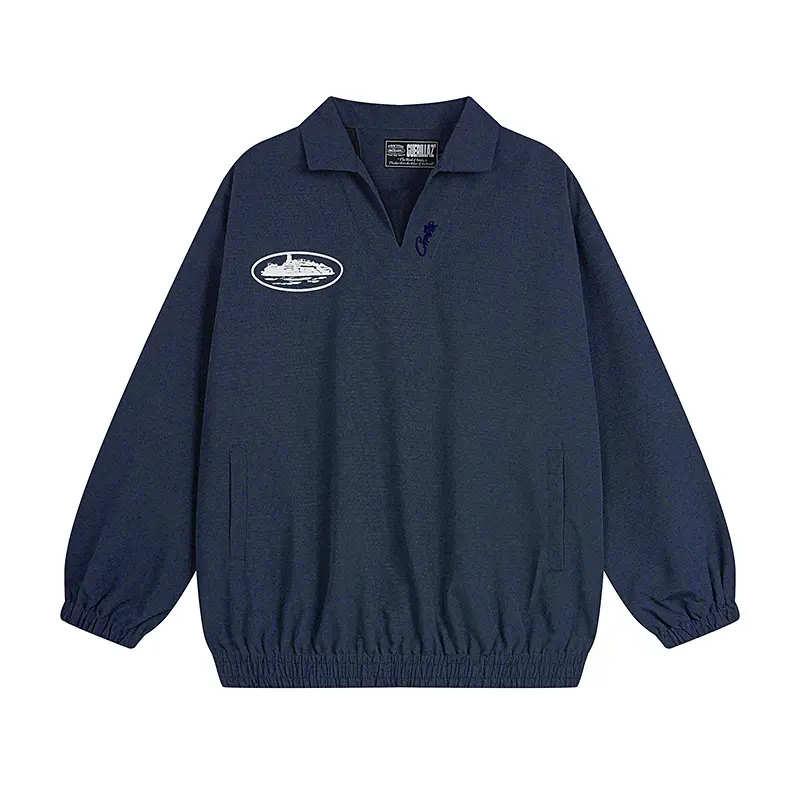 Corteiz Guerillaz Drilltop Tonal Jacket Navy Blue