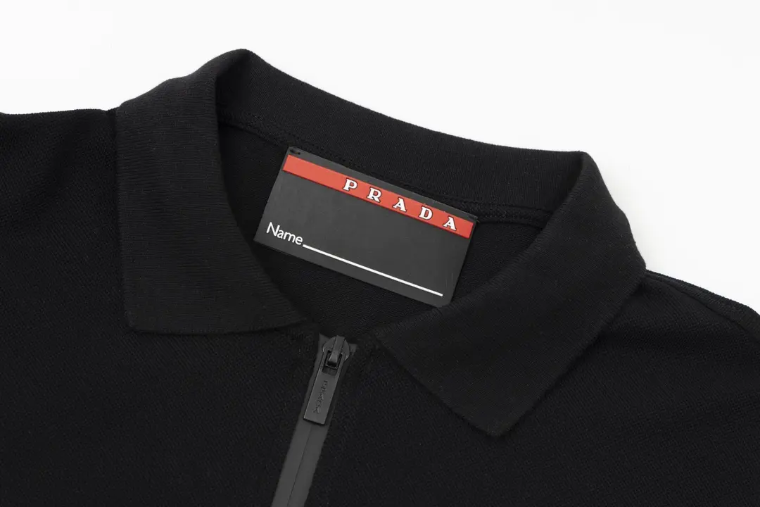 Prada Black Technical Polo T-shir Black - Imagen 3
