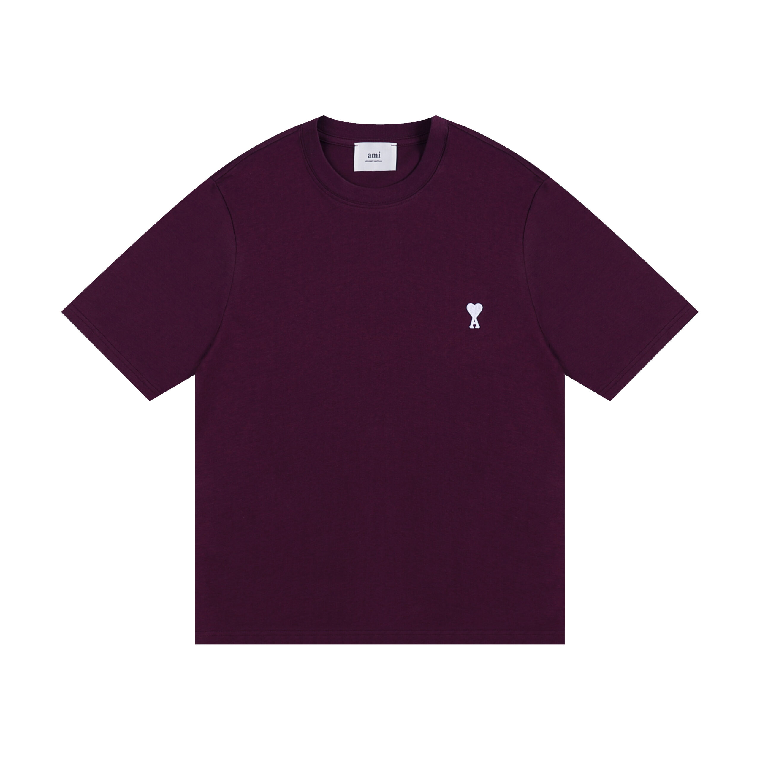 AMI Paris Cropped T-Shirt Maroon