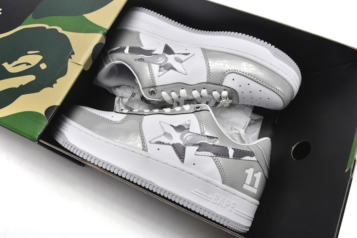 Bape STA Low White Grey Mirror Surface - Imagen 6