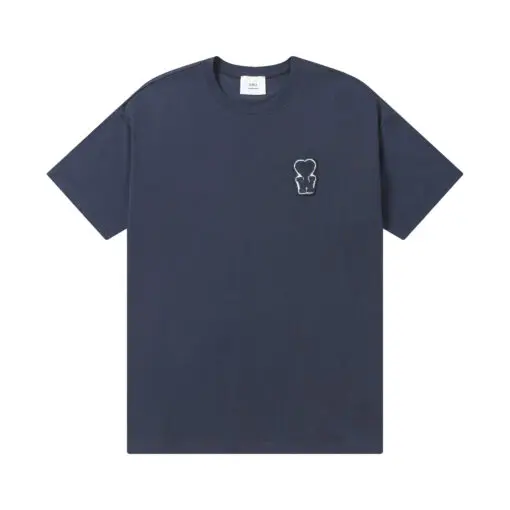 Ami Paris T-Shirt Cream Navy Blue