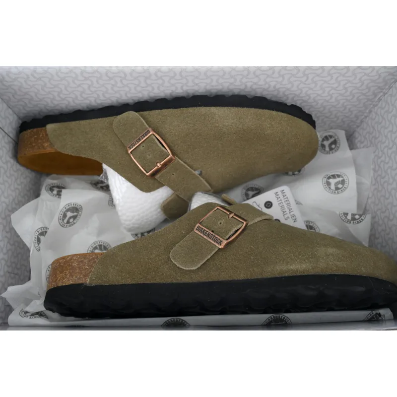 Birkenstock Boston Closed Toe Slides Grey Green - Imagen 2