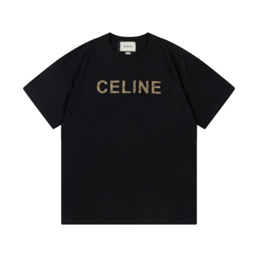 Celine Loose T-Shirt Cotton Jersey With A Screen Print Logo Black