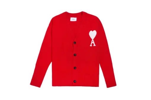 Ami Paris De Coeur wool Cardigan Red