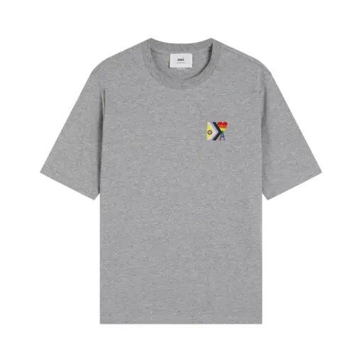 Ami Paris Pride Organic Cotton T-Shirt Gray