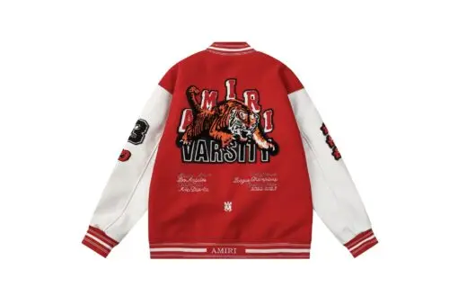 Amiri Vintage Patch Varsity Bomber Jacket Red/White - Imagen 2