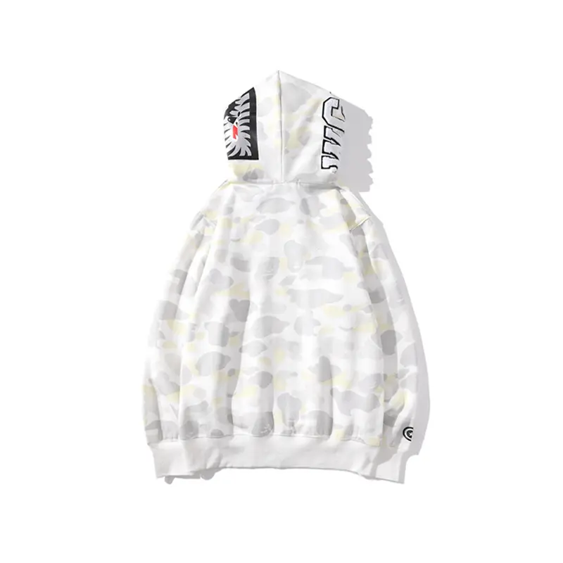 BAPE Shark Head Glow In The Dark Polka Dot Camouflage Full Zip Hoodie White - Imagen 2