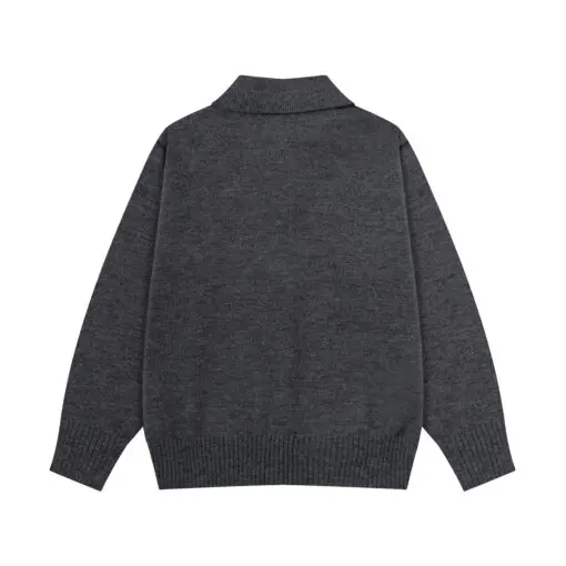 Ami Paris Jacquard ADC Merino Polo Collar Pullover Sweater Black - Imagen 2