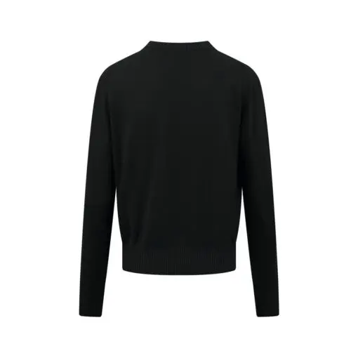 Ami Paris Ami De Coeur Crewneck Cardigan Black Merino Wool - Imagen 2