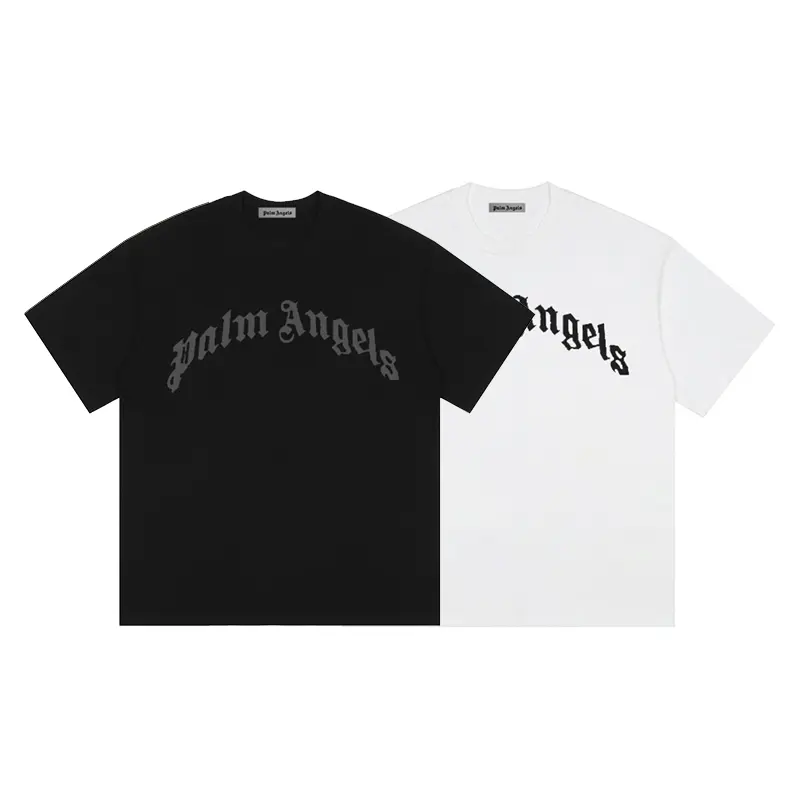 Palm Angels Curved Logo Tee Black/White