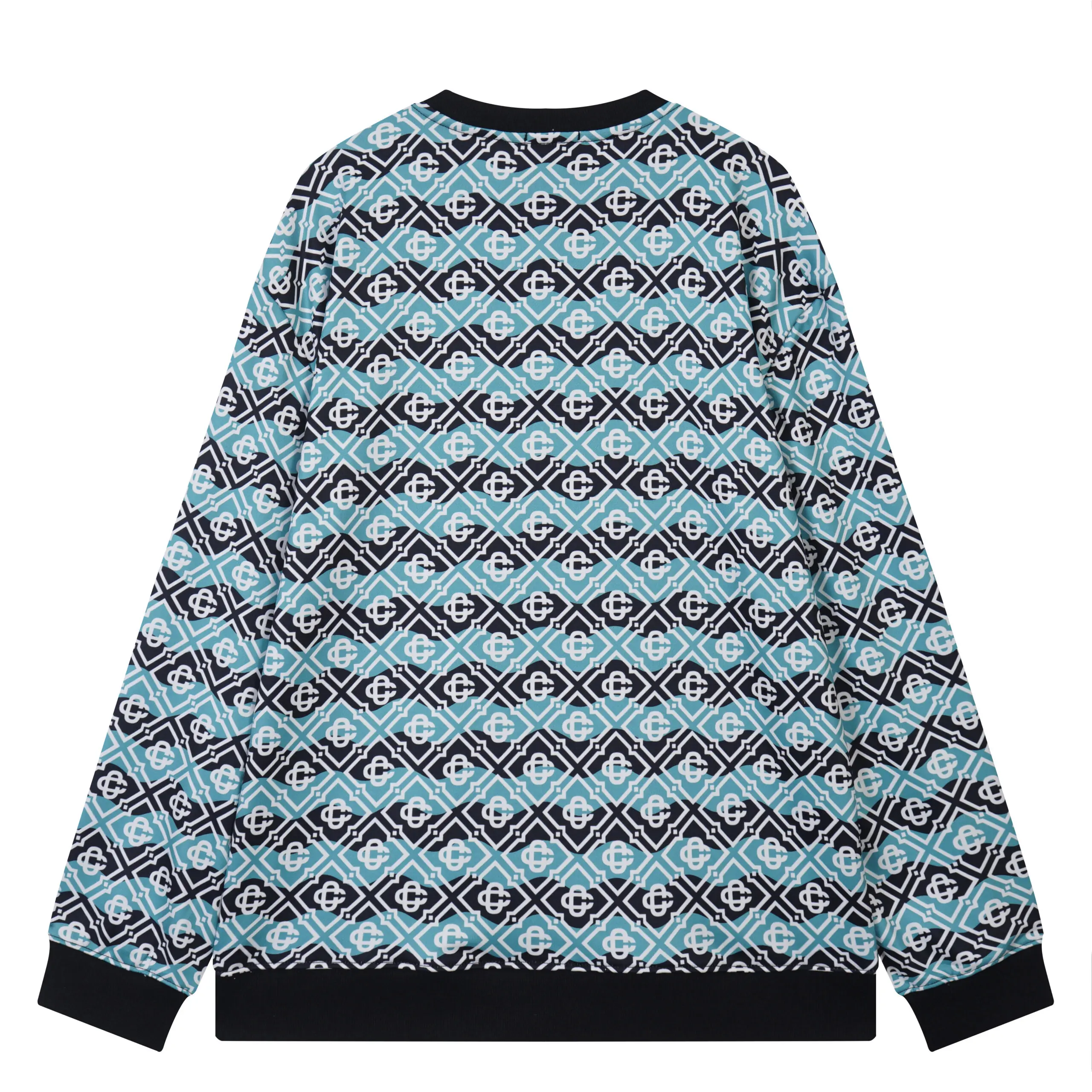 Casablanca Monogram Mohair Blend Crewneck Black Mint Green Sweatshirt - Imagen 2