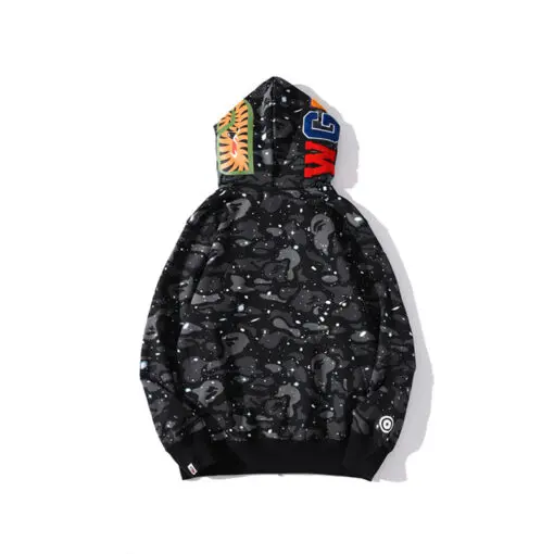 BAPE Shark Head Glow In The Dark Polka Dot Full Zip Double Hooded Hoodie Camouflage Black M2 - Imagen 2