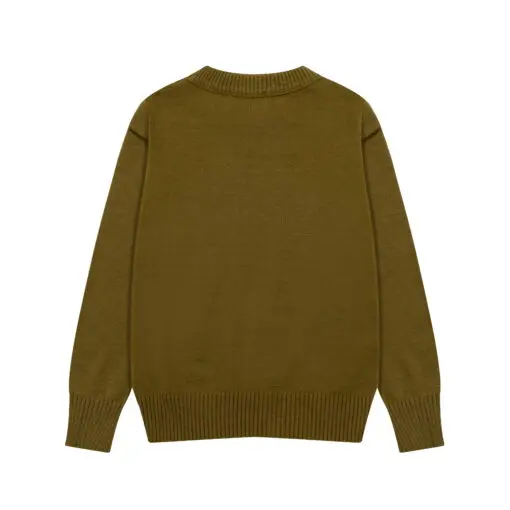 Ami Paris Jacquard ADC Merino Crew Neck Pullover Sweater Olive Green - Imagen 2