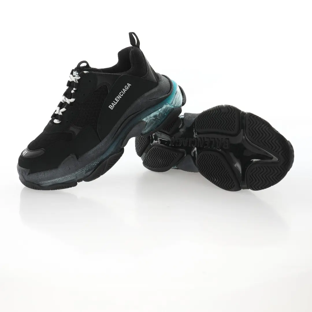 Balenciaga Triple S Black cold ice blue - Imagen 2