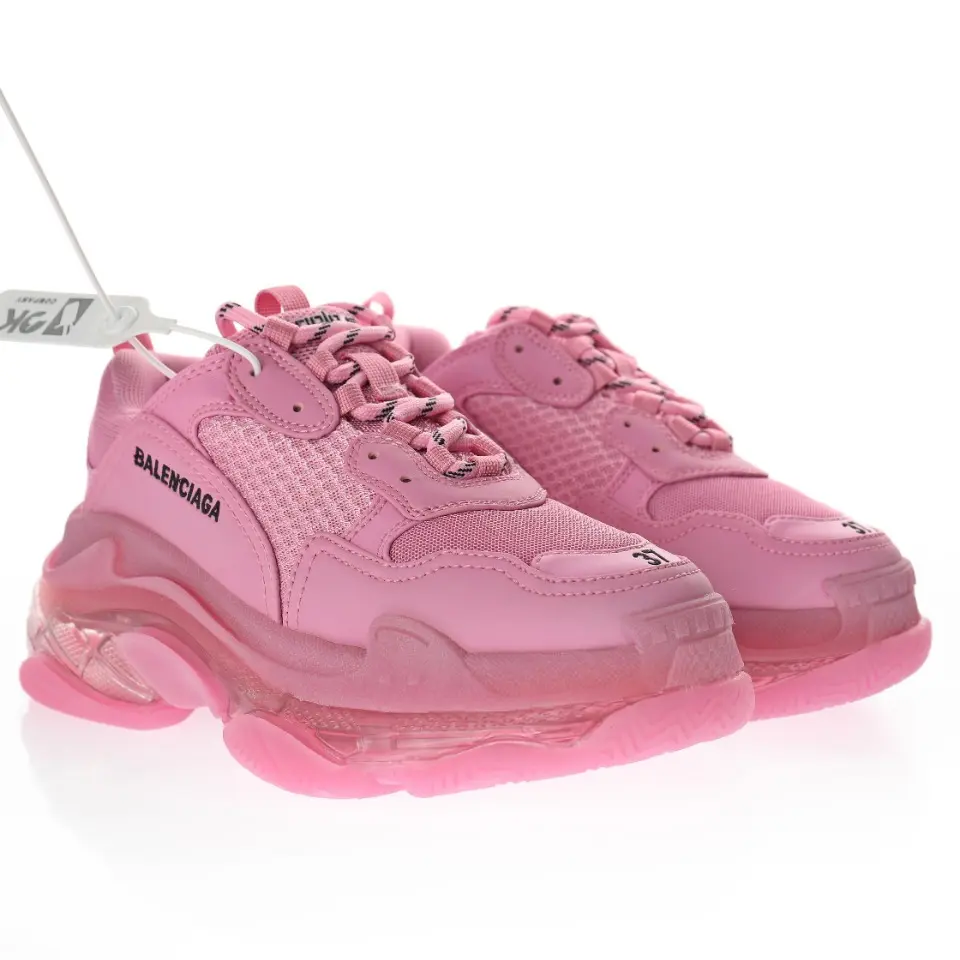 Balenciaga Triple S Pink – Iconic Oversized Multi-Material Clean Sole Sneakers - Imagen 5
