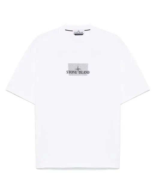 Stone Island White Logo-Print T-Shirt